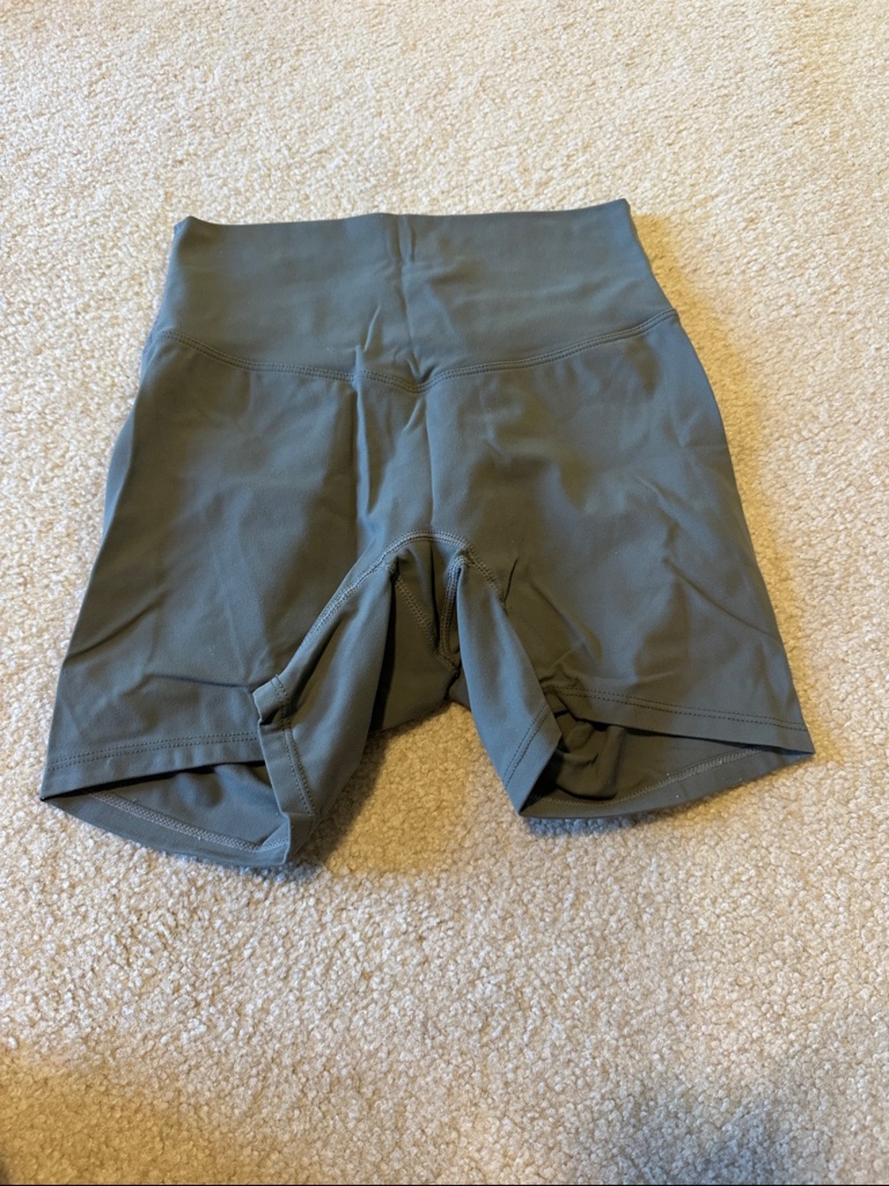 High-Waist Olive Green Women's Performance Shorts